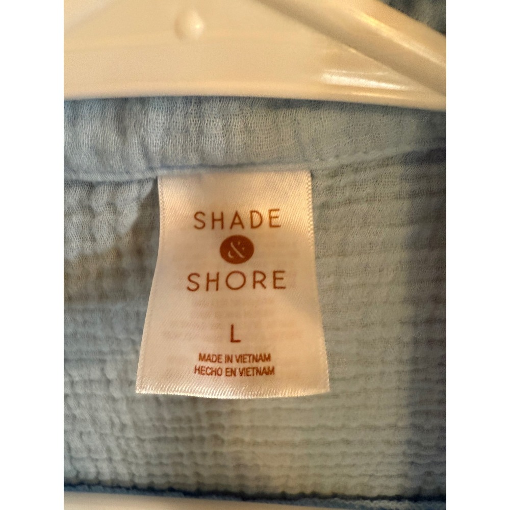 Shade Shore Light Blue Gauze Button Down Shirt Women's Size L - Picture 2 of 4